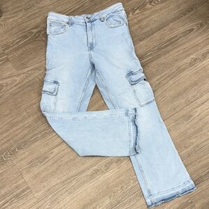 Zara Light Blue Kids Cargo Jeans size 13/14